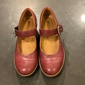 Ecco Red Mary Jane Buckle Shoes